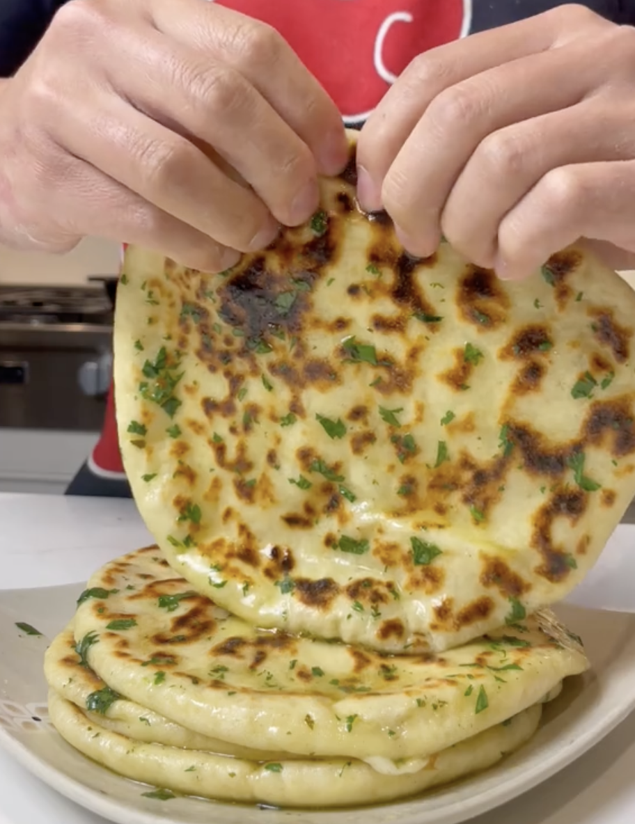 Cheese Stuffed Garlic Naan